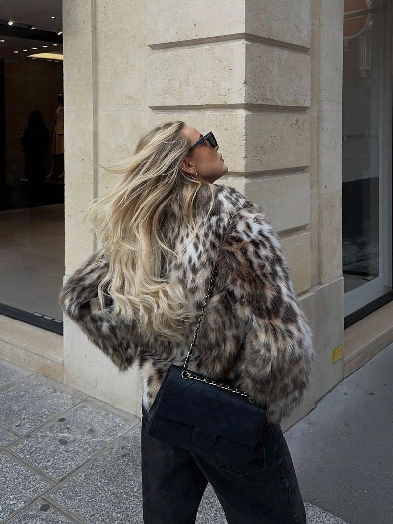 INDEFEIR Cappotto con stampa leopardata a maniche lunghe in pelliccia da donna, nuovo arrivo autunno-inverno_voghion.com