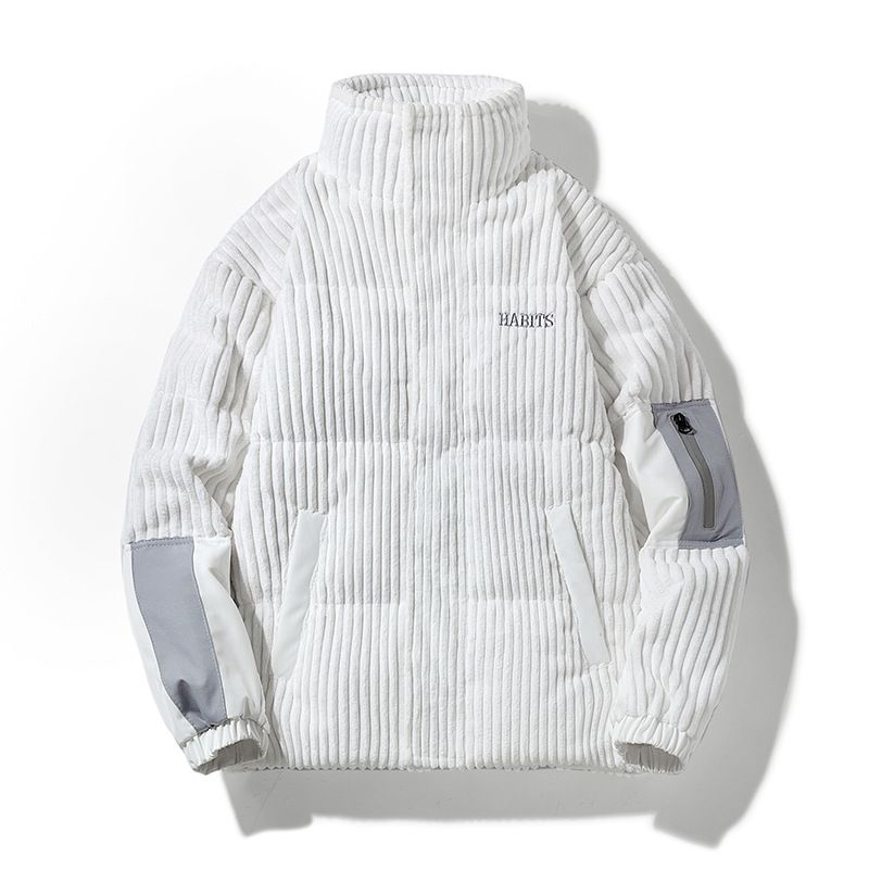 2025 Corduroy Jacket Men Winter New Trendy Brand White Duck Down Warm Short Men's Embroidered Coat_voghion.com