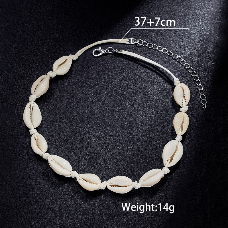 Collana con clavicola corta in conchiglia intrecciata casual e personalizzata in stile hawaiano_voghion.com