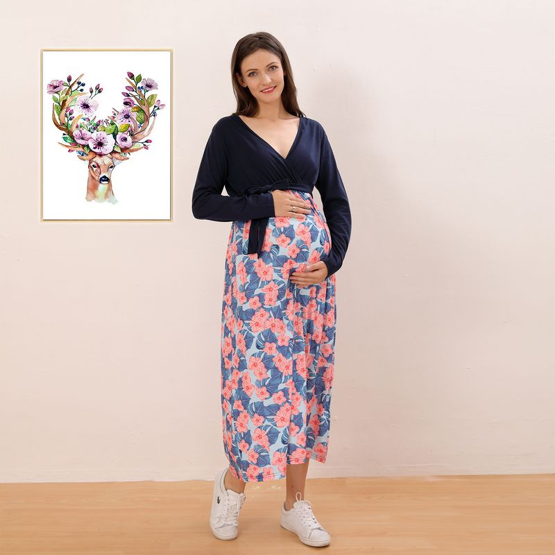 Robe à manches longues et col en v pour femmes enceintes, nouvelle collection 2024_voghion.com