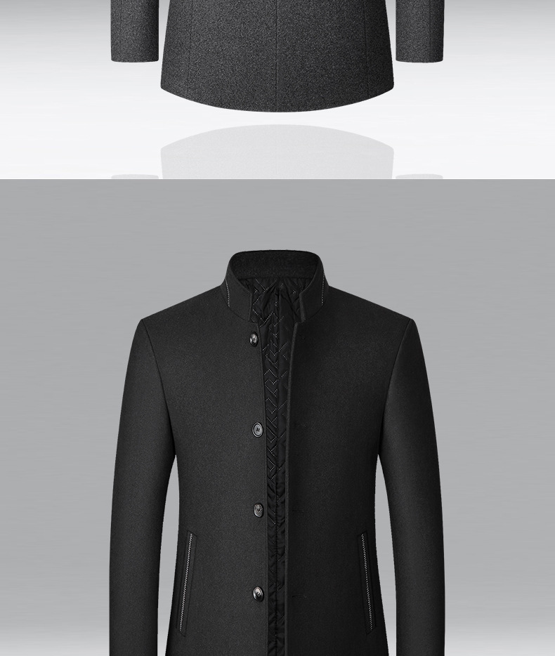 Men's Woolen Jacket Men's Mao Suit Stand-up Collar Middle-aged Men's 2025 Autumn And Winter Woolen Men's Jacket_voghion.com