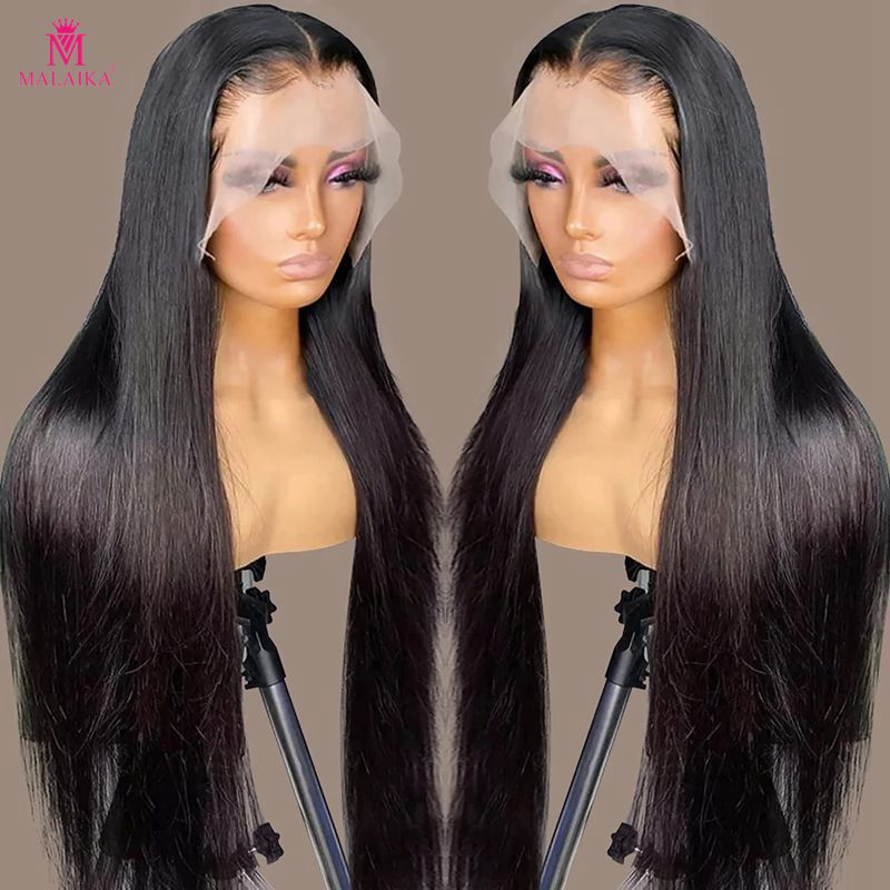 Perucas dianteiras de renda reta cabelo humano pré arrancado 13x4 perucas frontais de renda cabelo humano com cabelo de bebê 180% densidade perucas de cabelo humano para mulheres cor natural_voghion.com