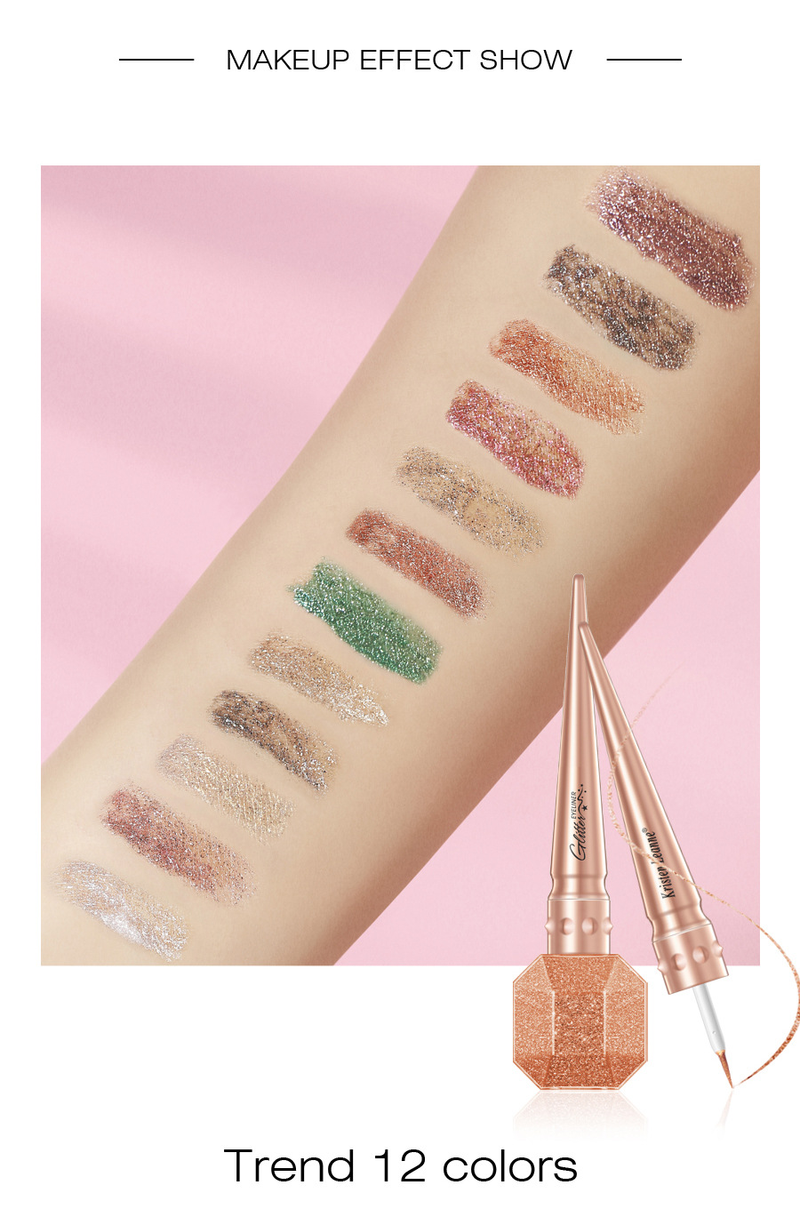 Flüssiger Glitzer-Eyeliner, metallischer Schimmer, Glitzer-Lidschatten, Pigment, Schimmer, wasserfest, Gesicht, Lippen, Kunst für Party, Festival, Make-up_voghion.com