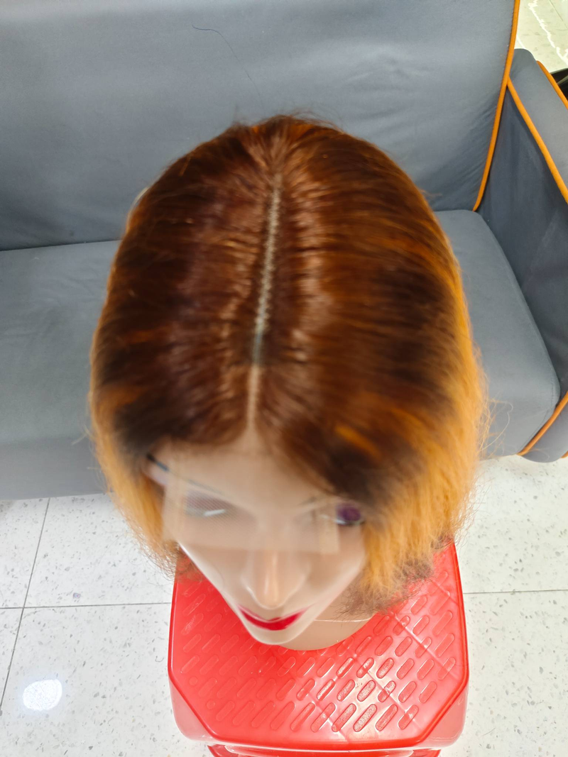 Großhandel dreifarbige Echthaarperücke Bob 2 * 6 Kim Closure 12 Zoll gerade Bob Lace Front Echthaarperücken für schwarze Frauen_voghion.com