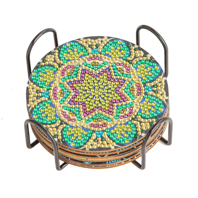 6pc/sets Diamond Painting Coasters with Holder Beautiful Patterns Diamond Art Coasters DIY Crafts for Adults Diamond Diy Gift_voghion.com