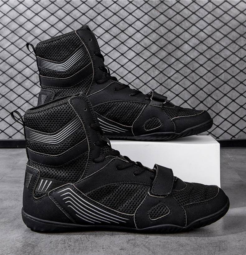Chaussures de boxe antidérapantes et anti-chute pour hommes et femmes de grande taille, chaussures de lutte d'entraînement de combat, combat Sanda léger, résistant à l'usure et antidérapant_voghion.com