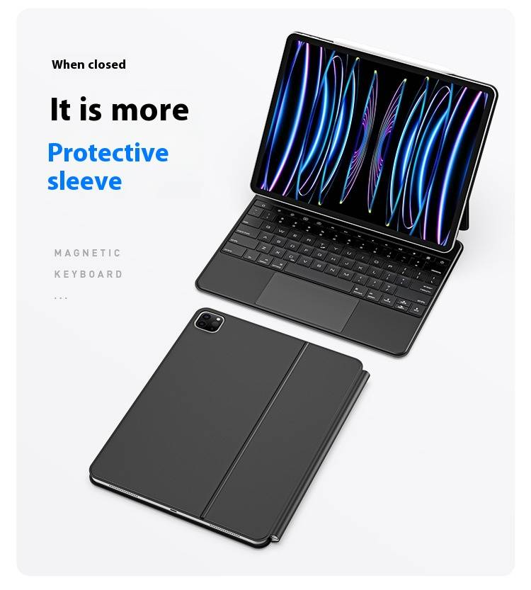 Magnētisks peldošs tastatūras maciņš iPad Pro 13/12.9, noņemams Bluetooth tastatūras pārsegs ar skārienpaliktni, saderīgs ar Air 13_voghion.com