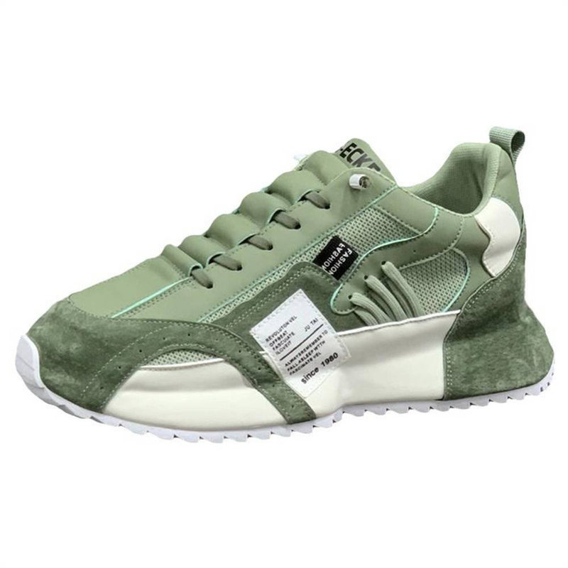 Fashion Sneakers Men's Mesh Artificial Leather Splicing Thick Sole Non-Slip Running Shoes 39-47_voghion.com
