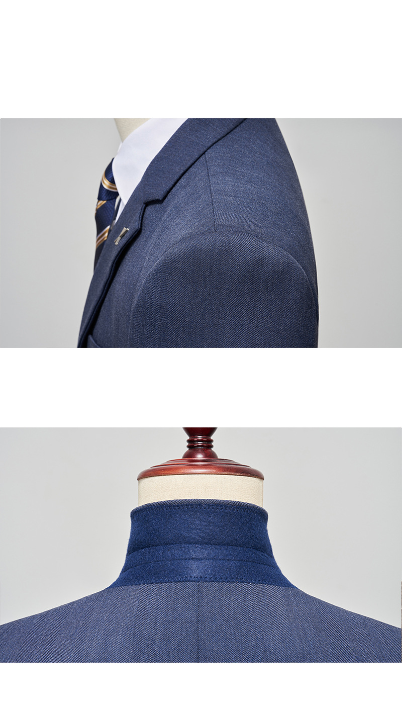 Abbigliamento uomo, abiti da uomo, abiti formali slim fit con motivo a spina di pesce intrecciato a colori di alta qualità, abiti da sposa in stile britannico-coreano, abiti da uomo, set completo_voghion.com