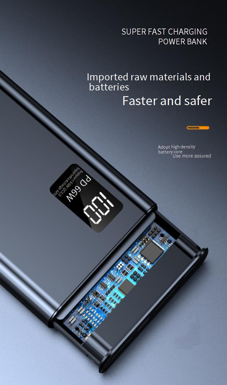 66W Supersnel Opladende Powerbank 50000mAh PD 22,5W Bidirectionele Draagbare Oplader voor iPhone Android-apparaten_voghion.com