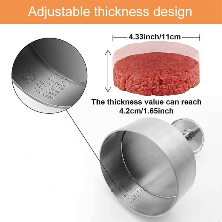 Stainless Steel Burger Press Kitchen Meatloaf Mold_voghion.com