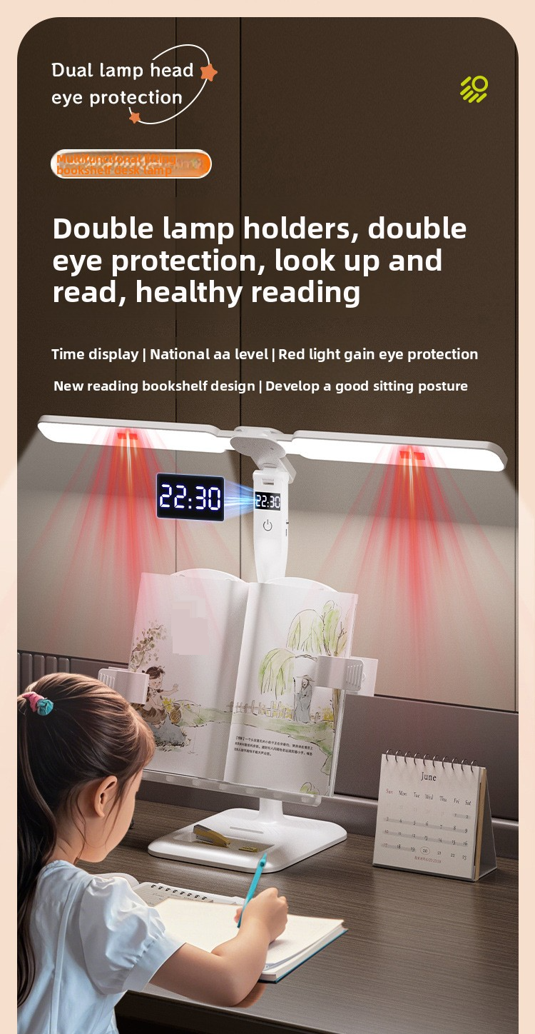 Lampada da studio a LED con supporto per libri e correzione posturale, illuminazione di livello AA, controllo touch, CRI 80-89, certificazione CE (modello 903A)_voghion.com