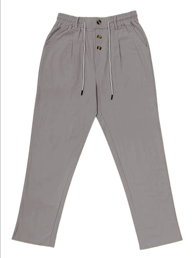 Men's New Solid Linen Trousers - Breathable Elegance With Natural Texture_voghion.com
