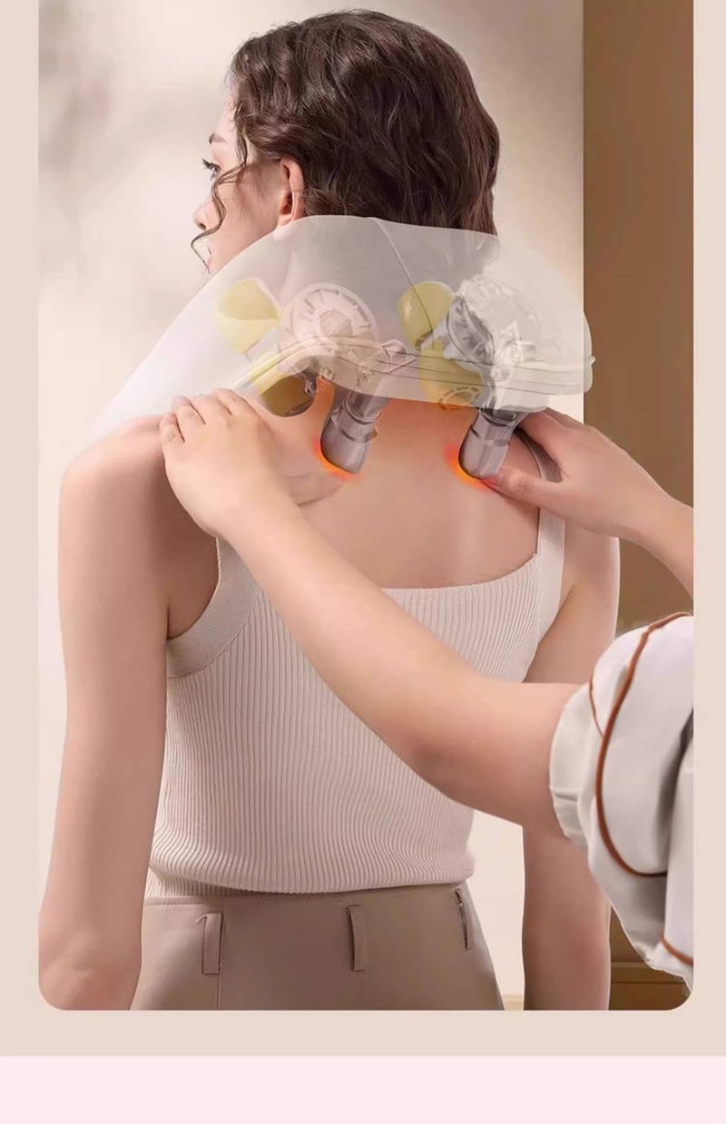 Nacken- und Schultermassagegerät mit Rotlichttherapie und Wärme – 6 Knetknoten, 3 Geschwindigkeitsstufen, tragbar und wiederaufladbar für tiefe Muskelentspannung_voghion.com