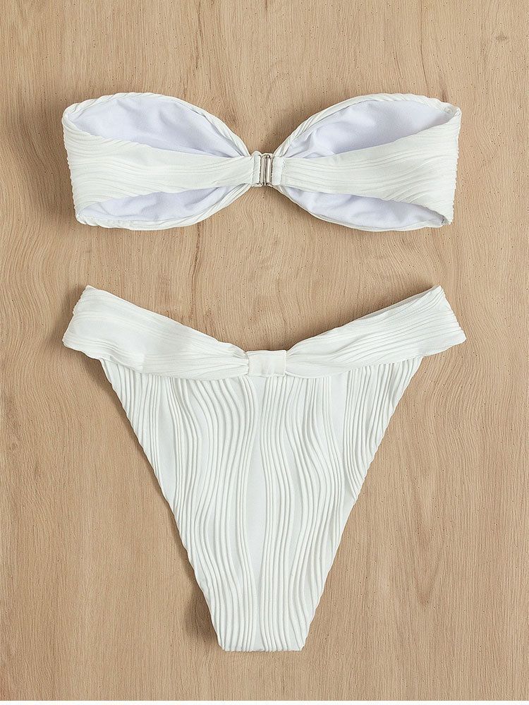 Spot Sexy Split-Badeanzug für Frauen, einfarbig, Röhrenoberteil, Dreieck-Cup-Strandbadeanzug_voghion.com