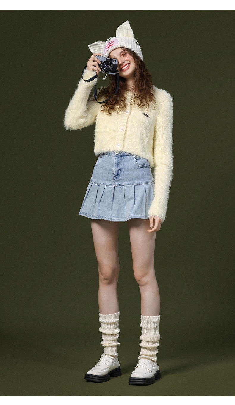 Lavorato a maglia di lana autunnale e invernale per stare al caldo, uscire, mostrare strisce sottili, orecchie di gatto carine (pane a forma di orecchio di gatto al vapore),_voghion.com