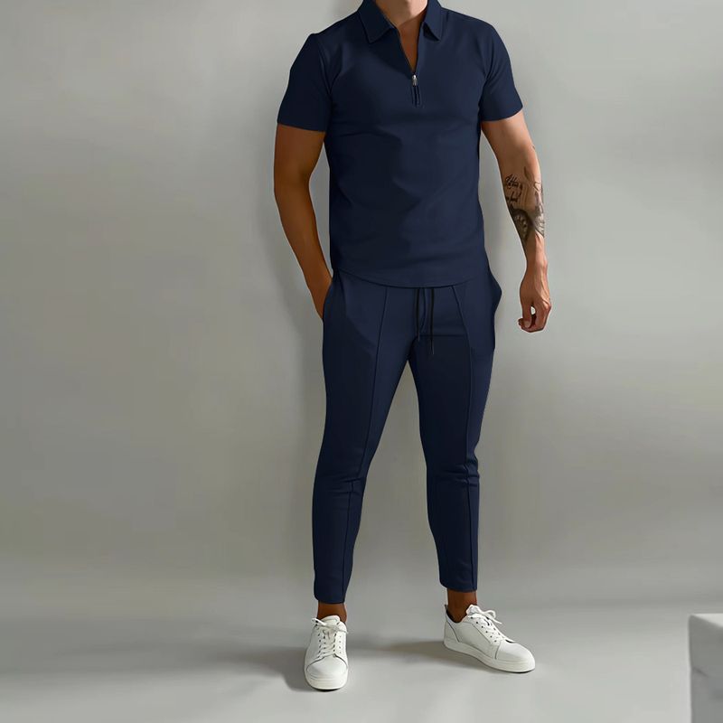 Men's Basic Solid Color Casual Sports Suit_voghion.com