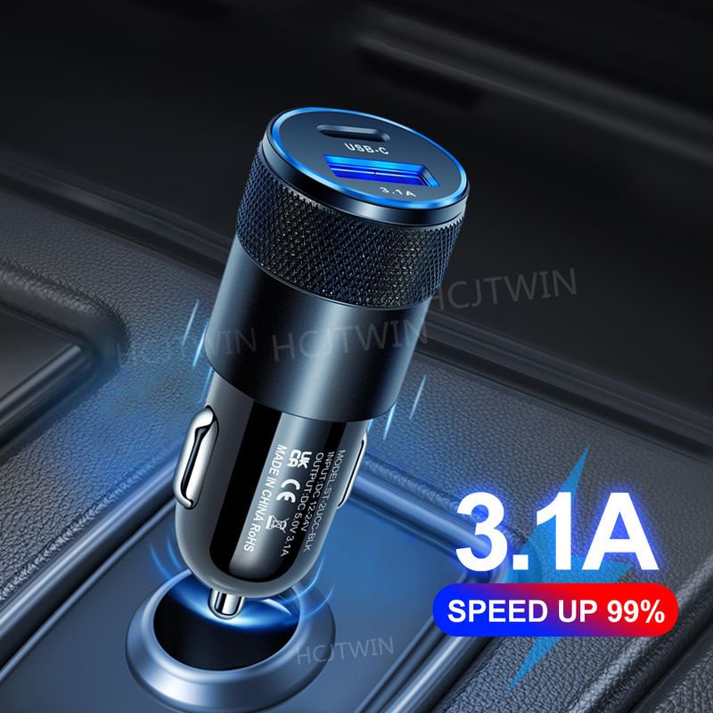 Super-Fast Charging: Durable Metal USB-C Car Charger with Advanced Multi-Protection - Safe for All Devices_voghion.com