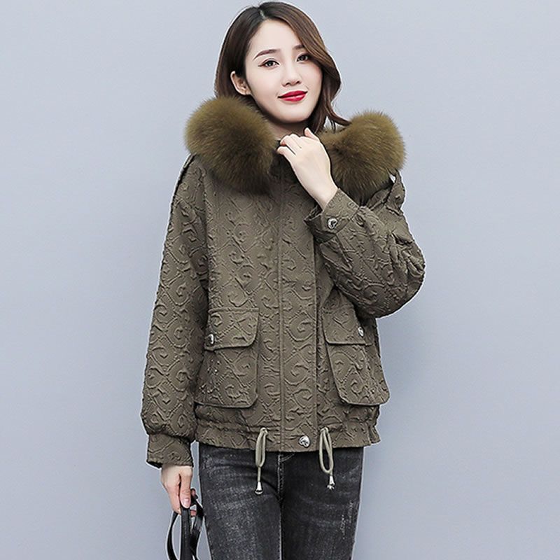 Thickened New Winter Outfit, With A Slimming Western-Style Temperament And Short Plush Workwear Printed Cotton_voghion.com