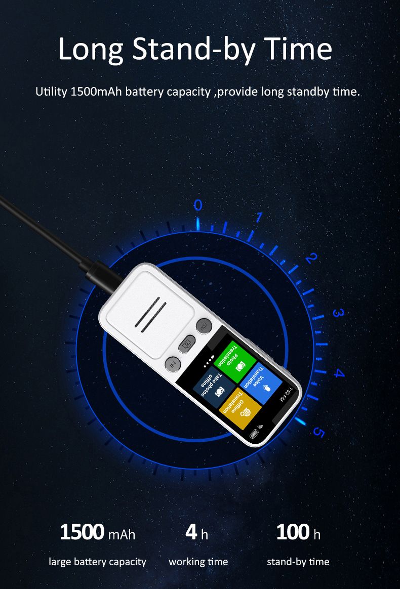 T16 Smart Translator Device - 137 Languages Real-Time Translation, 10 Offline Modes, Business Travel Learning Essential_voghion.com