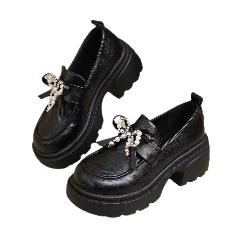 British Style Thick-Soled Height-Increasing Women's Leather 2025 New Autumn Winter Versatile Butterfly JK Single Shoes_voghion.com