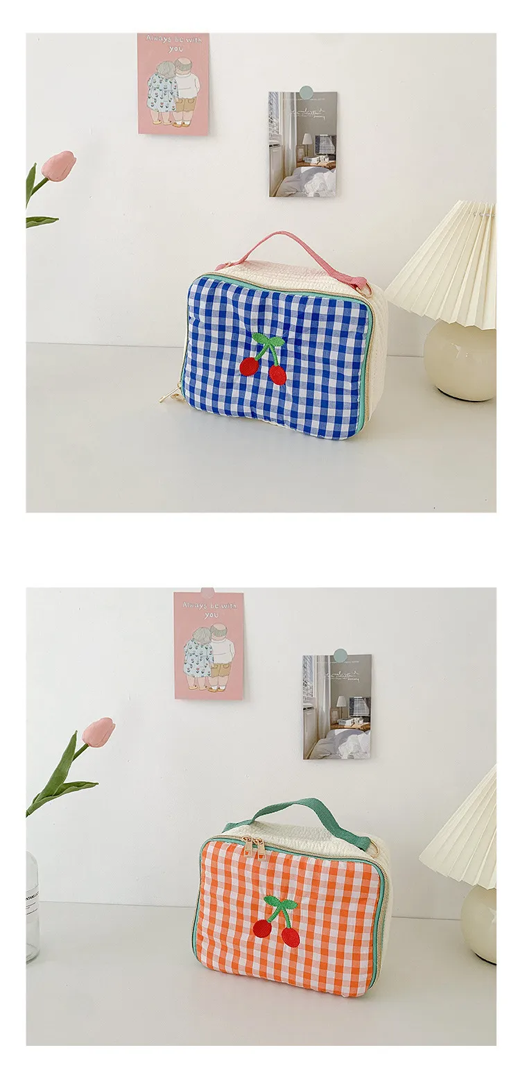 Backpacks Korea Children Crossbody Bag Plaid Parent child Girl s Handbag Light Cotton Kids Shoulder Lunch Box 221203_voghion.com