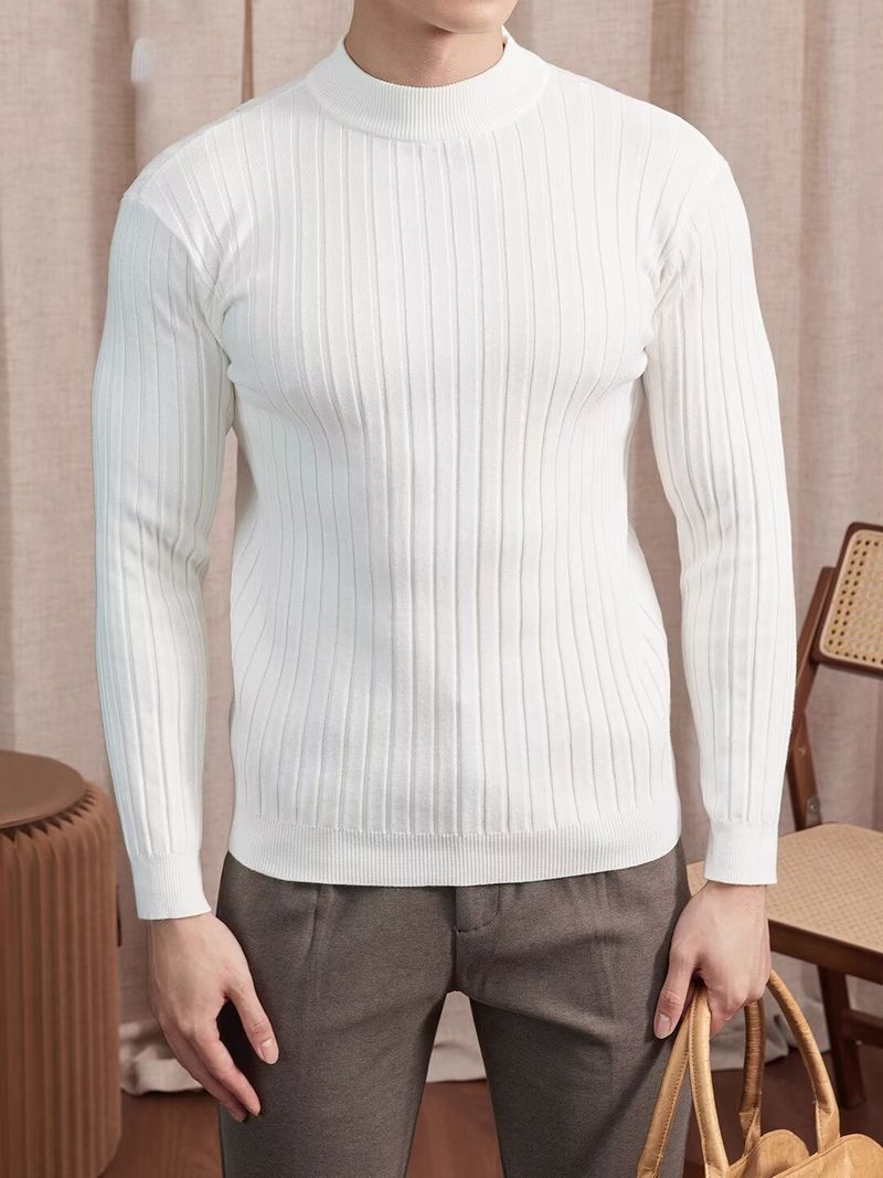 Slim-Fit Herren-Pullover mit halblangem Rollkragen – Atmungsaktiver, einfarbiger Strickpullover für den urbanen Business-Casual-Look_voghion.com