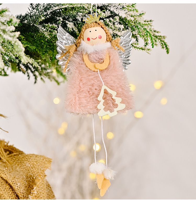 Grenziwwerschreidend Neit Produkt Chrëschtdekoratioun Chrëschtdag Sëlwer Flilleken Chrëschtbeemchen Engel Meedchen Chrëschtbeemchen Szen Dekoratioun Anhänger_voghion.com