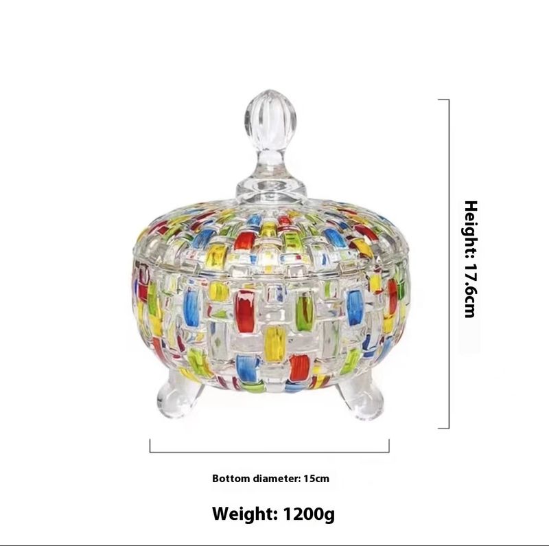 Großes gewebtes Relief, kreatives Licht, Luxus, Handwerker, handbemalt, Kristallglas, Süßigkeiten, Schmuckschatulle, Aufbewahrungsdose_voghion.com