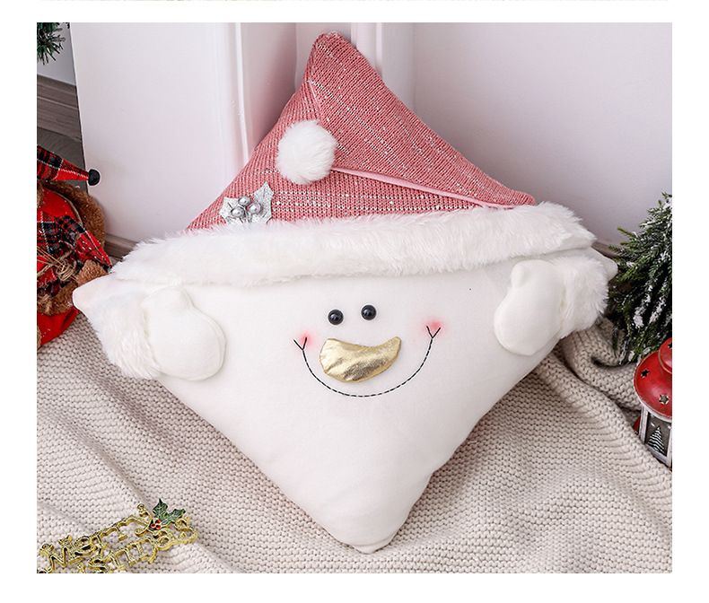 Festive Christmas Throw Pillow Covers – 3D Santa & Snowman Designs (Pink European-Style Decorative Cushion Covers, Core Not Included)_voghion.com