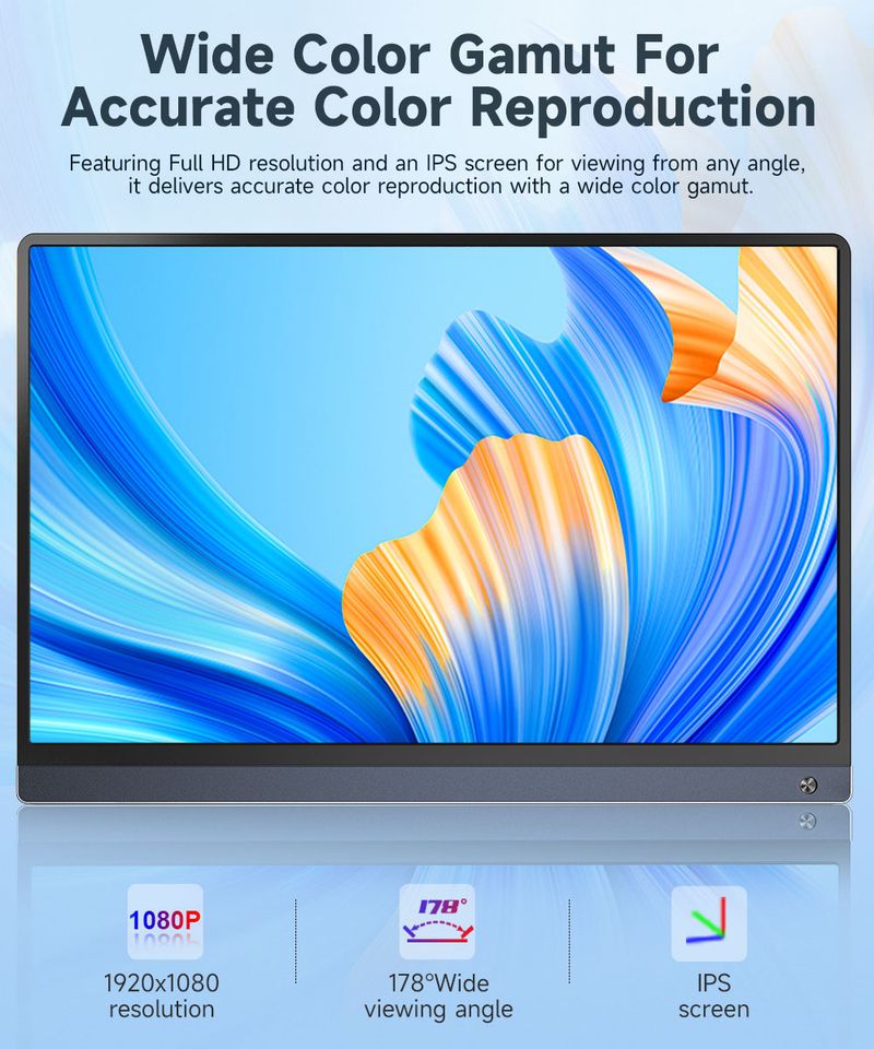 Monitor portatile ricaricabile EVICIV 120Hz Touchscreen 15,6" IPS HDR 1080P USB Type-C Batteria integrata da 10800 mAh_voghion.com