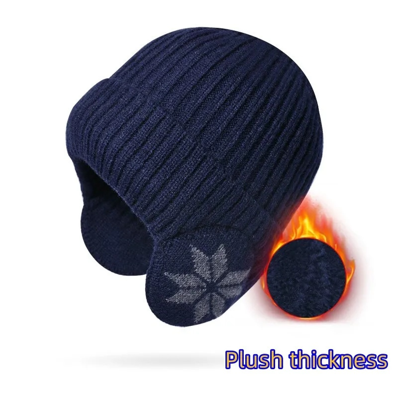 Nuovo unisex Aggiungi cappello lavorato a maglia invernale foderato in pelliccia con paraorecchie Cappelli a cuffia alla moda per uomo Donna Classico da esterno Mantieni caldo il berretto_voghion.com