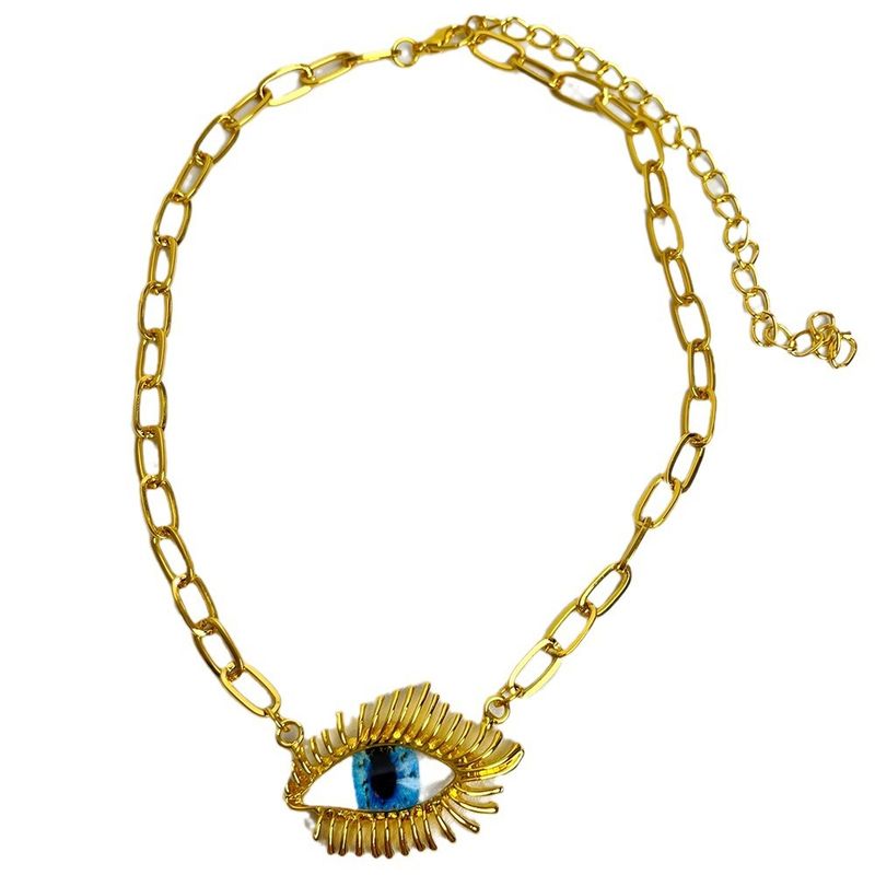 Nische Einzigartiges Design Sinn 3D Auge Wimpern Halskette Kubanischen Einfache Elegante Schlüsselbein Kette Trend_voghion.com