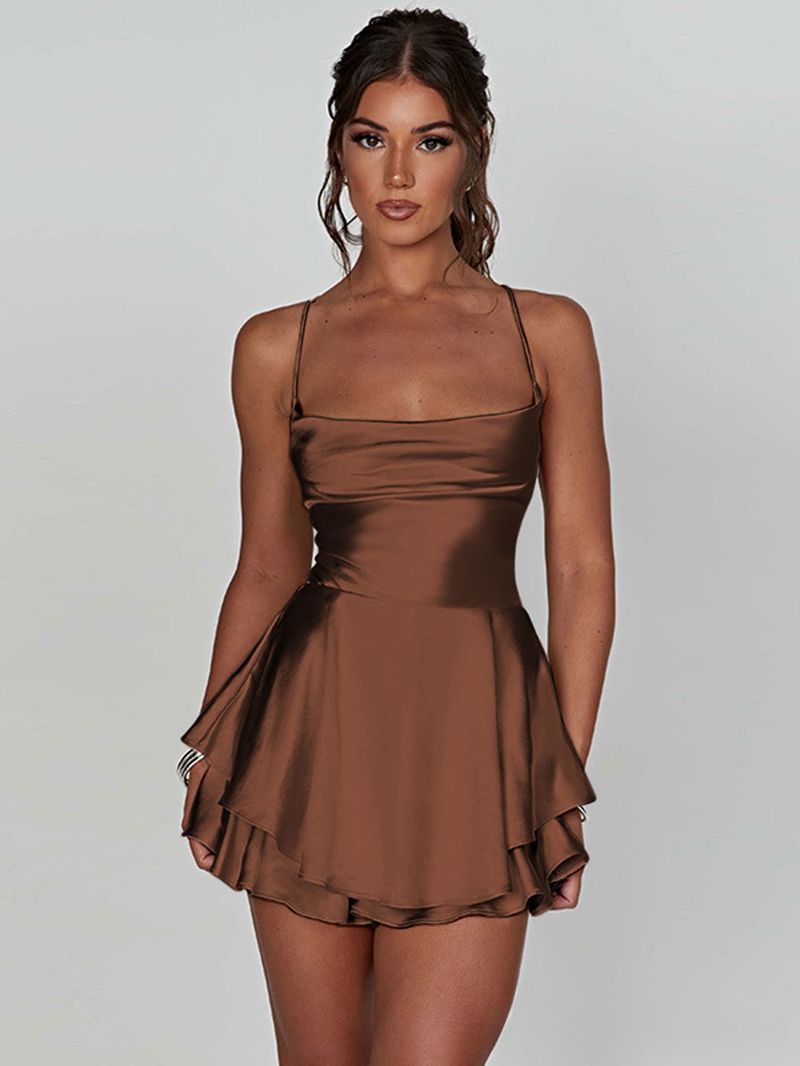 K Sexy Pleated Women's Camisole Dress With Back Drawstring And Strapless Top_voghion.com