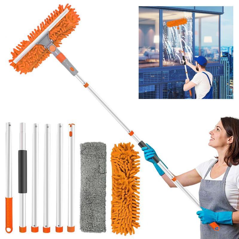 Strumento 3 in 1 per la pulizia, detergente speciale per vetri, tergicristallo per vetri a stelo lungo, raschietto per acqua bifacciale_voghion.com