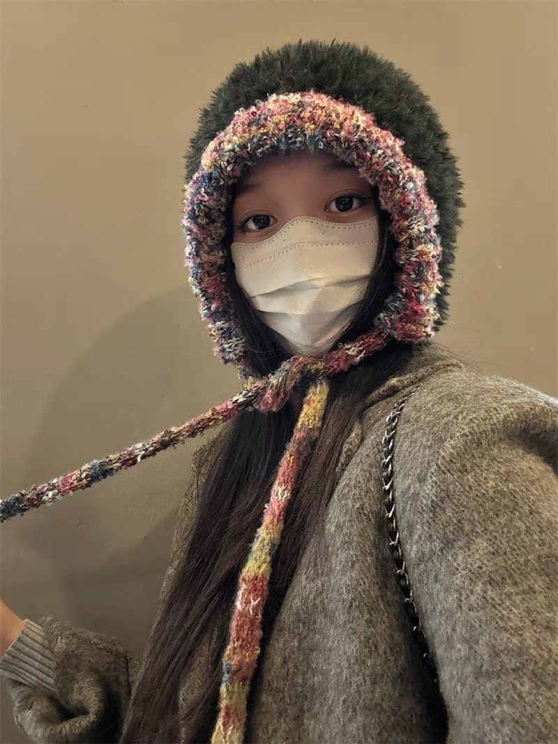 2024 Nuovo cappello lavorato a maglia con testa grande fatto a mano per bambini autunno e inverno, cappello lavorato a maglia con protezione per le orecchie caldo e spesso, mostra le dimensioni del viso_voghion.com