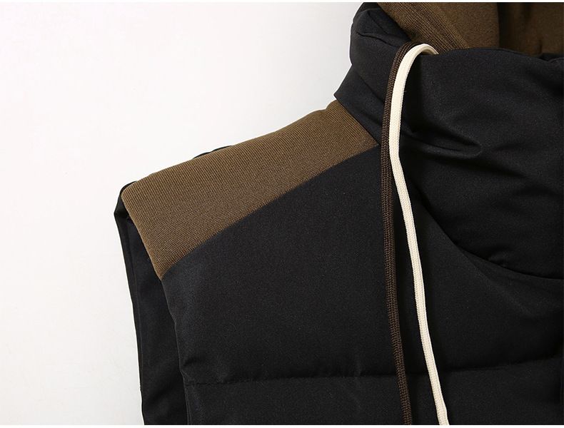 Steppweste mit abnehmbarer Kapuze für Herren – Winter-Arbeitskleidung & Streetstyle-Pufferjacke ohne Ärmel mit individuellem Aufdruck (Schwarz/Creme, M-5XL)_voghion.com