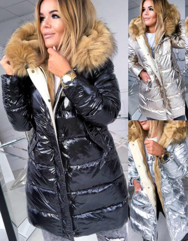 Giacca da donna slim in cotone con cerniera brillante tinta unita_voghion.com