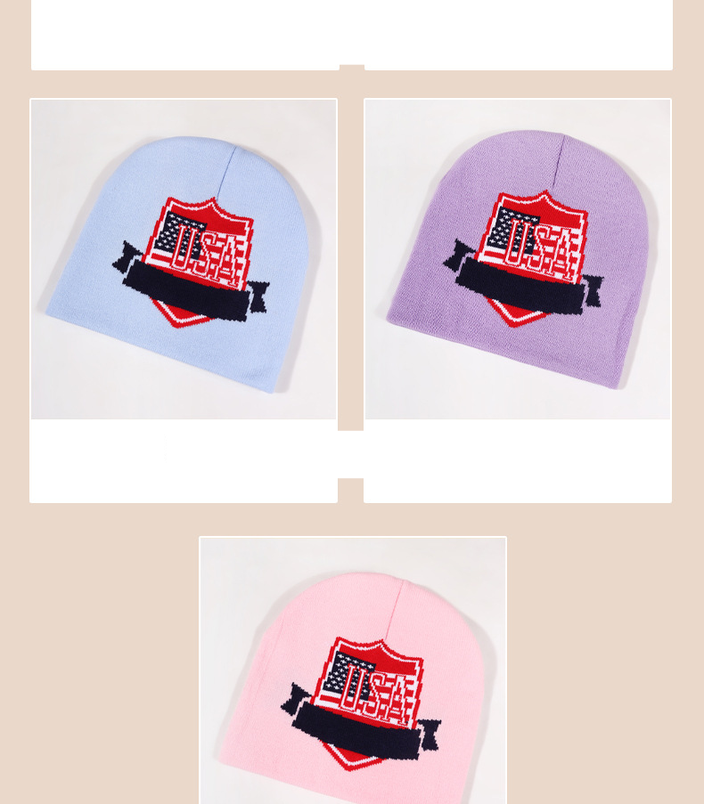 Unisex Flag shield jacquard knit cap simple_voghion.com