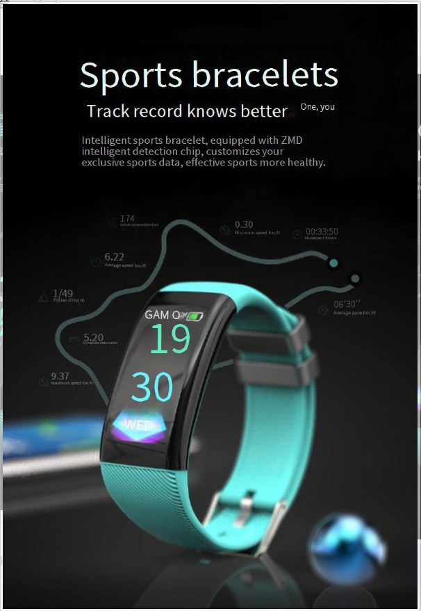 Smart-Armband mit Herzfrequenz- und Blutdruckmessgerät für Männer und Frauen, Farbdisplay, wasserdicht, Schrittzähler, Armbanduhr_voghion.com