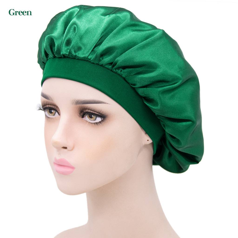 Nuova cuffia da notte in seta, cuffia da doccia elastica in raso con tesa stretta, cuffia rotonda, cuffia per la cura dei capelli a casa_voghion.com