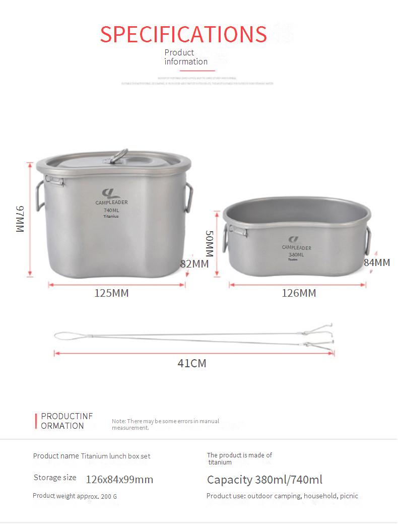 Ultraleichtes Camping-Kochgeschirr-Set aus Titan – Essgeschirr, Tasse und Topf mit faltbarem Griff für Rucksacktouren, Wandern und Kochen im Freien_voghion.com