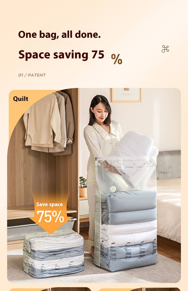 No-Pump Vacuum Storage Bags - Space Saver For Blankets, Winter Clothes & Down Jackets, Extra Thick & Airtight Design_voghion.com