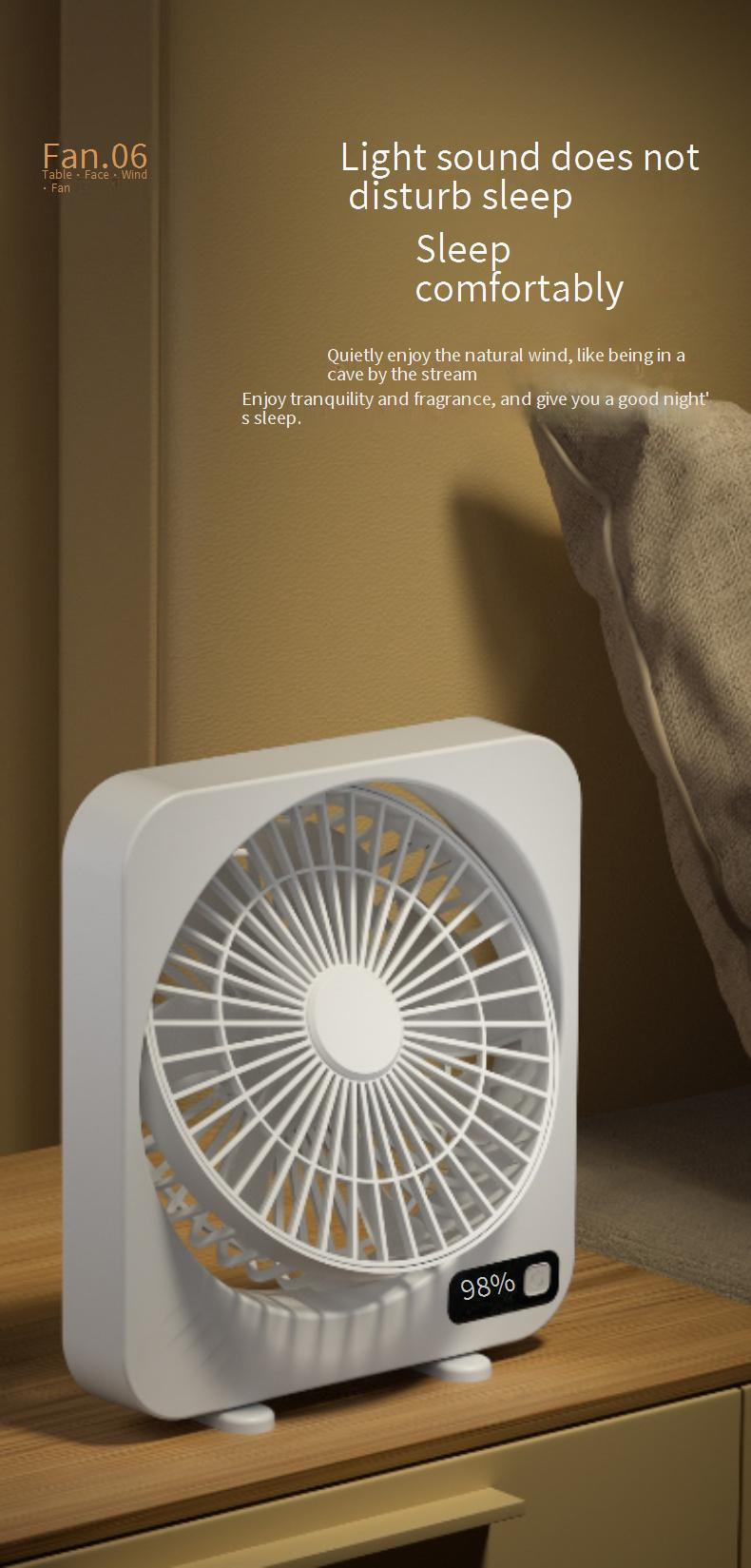 USB Desk Fan With Digital Display - Quiet High Speed Rechargeable & Portable For Office Use_voghion.com