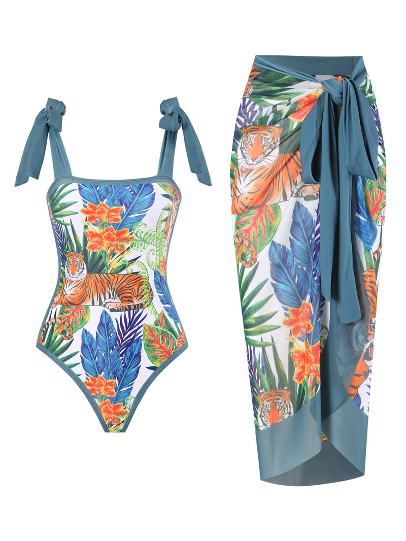 Women's Clothing Two Piece Skirt Multi Color Print Sexy Bikini Set_voghion.com