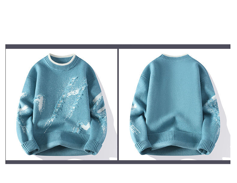Herrenbekleidung Nerzpullover Neue Herbst- und Wintermodemarke Winter Dicker warmer Strickpullover für Studenten im Jugendstil_voghion.com