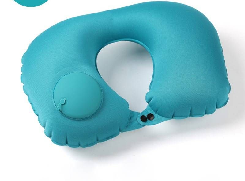 Aufblasbares U-förmiges Nackenkissen für unterwegs – ultraweiche Milchseide und Fleece, tragbar und kompakt mit Aufbewahrungstasche (mehrere Farben und Designs)_voghion.com