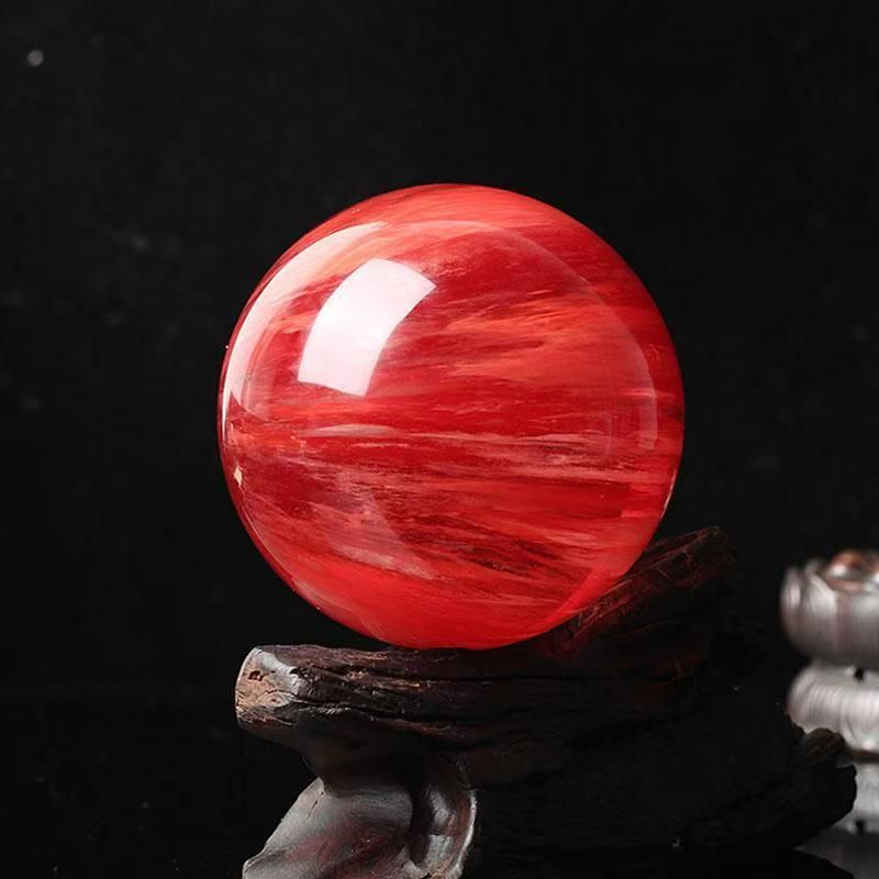 Natural Red Crystal Ball - Brings Good Fortune, Promotes Prosperity, Protects The House, Suitable For Moving, Gift Item For Decoration_voghion.com