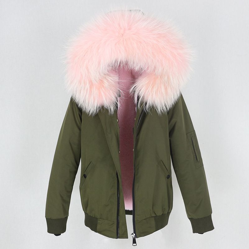 Abbigliamento donna nuovo parka con fodera in pelliccia artificiale ispessita, giacca con collo in pelliccia di volpe vera staccabile, cappotto di pelliccia_voghion.com