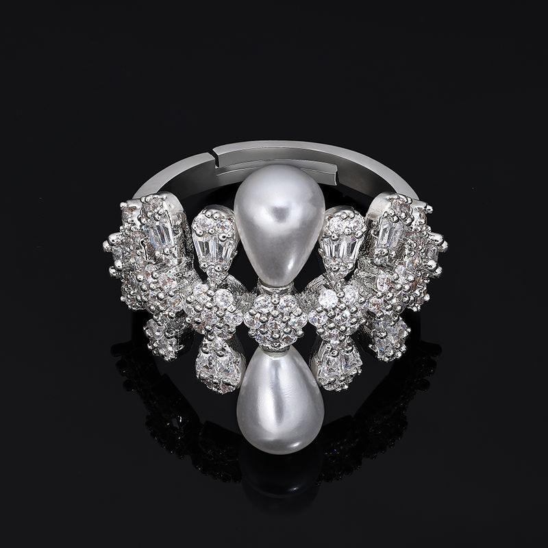2024 Nuovo set di 4 collane e orecchini di perle con zirconi cubici per donna, set di gioielli da sposa Dubai con zirconi, regalo_voghion.com